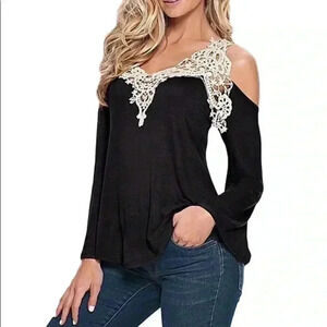 "Clemma" Floral Lace Cold Shoulder Top